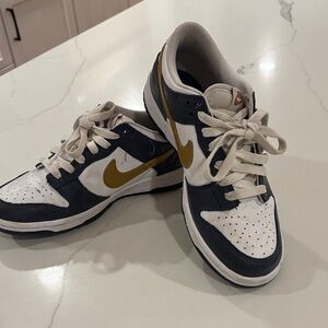 Nike Air Jordan Low Navy White and Gold Youth Athletic Shoes